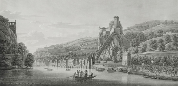Etching Lyon View Of Fort De Pierre-cise19th C Engraving Old Print