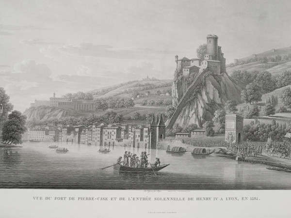 Etching Lyon View Of Fort De Pierre-cise19th C Engraving Old Print