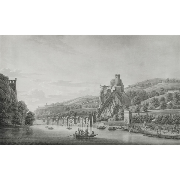 Etching Lyon View Of Fort De Pierre-cise19th C Engraving Old Print