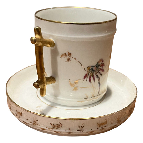 Cup and saucer - 1900 - Enameled porcelain