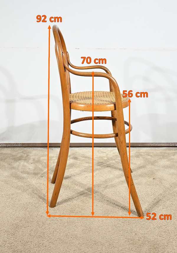 Seggiolone per bambini in faggio curvato, timbrato Thonet - Primi del XX secolo