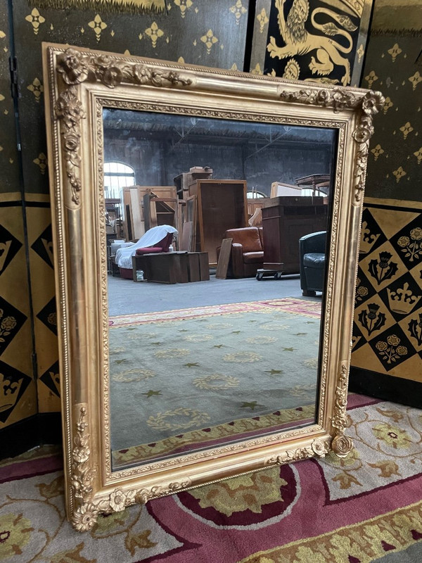 Specchio Napoleone III Con Foglia Oro