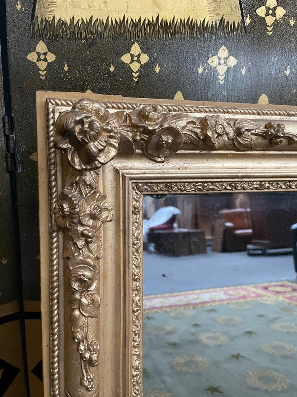 Specchio Napoleone III Con Foglia Oro