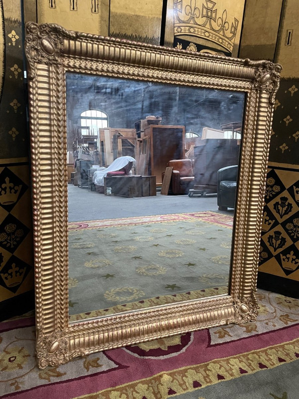 Specchio Napoleone III Con Foglia Oro