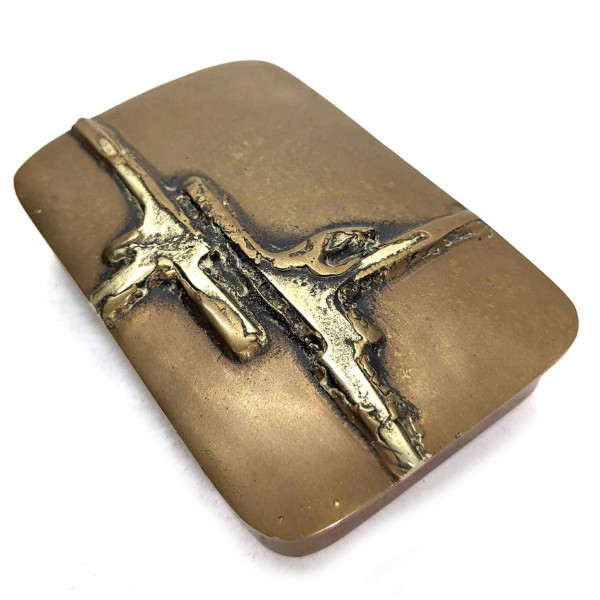 Boîte De Créateur En Bronze Doré Double Patine 1990