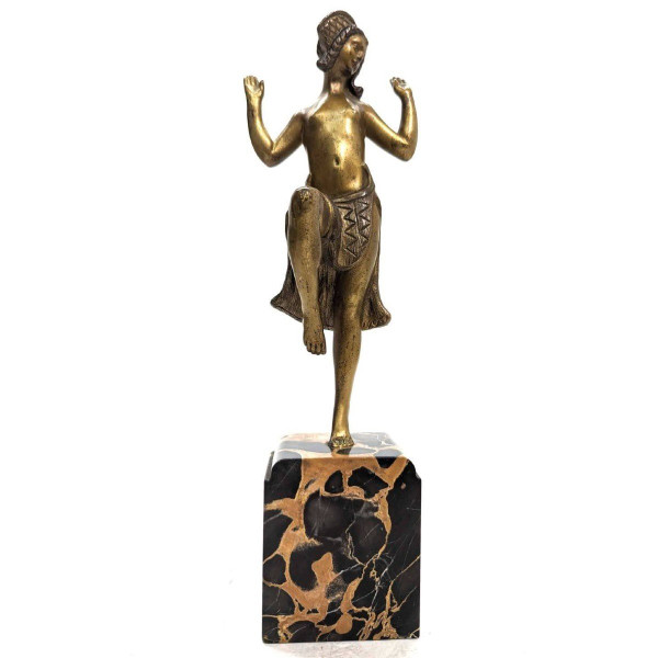 Charlotte Monginot Danseuse En Bronze Art Déco 1930 Sur Socle En Marbre  Portor