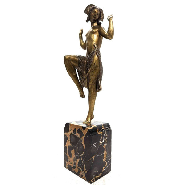 Charlotte Monginot Danseuse En Bronze Art Déco 1930 Sur Socle En Marbre  Portor