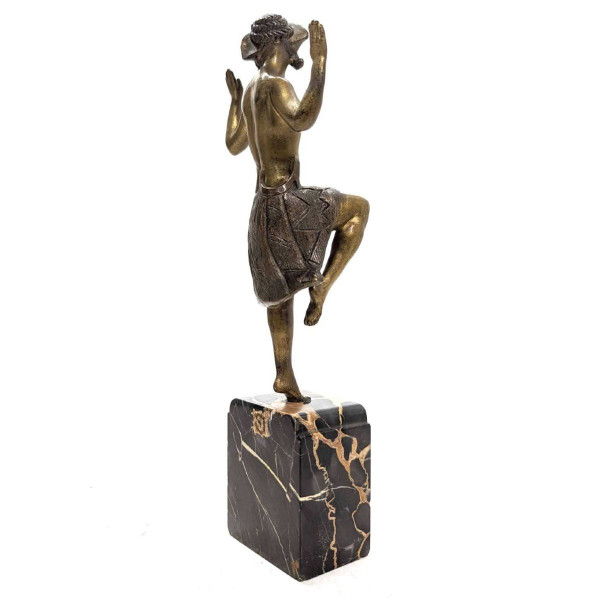 Charlotte Monginot Danseuse En Bronze Art Déco 1930 Sur Socle En Marbre  Portor