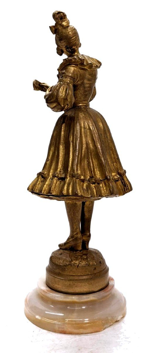 Colombina in bronzo di Georges Omerth Piccola scheggiatura sulla base in onice