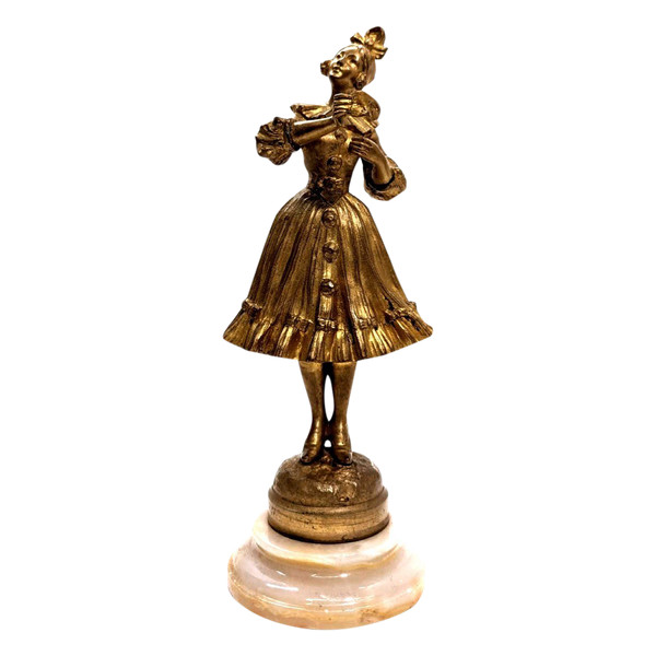 Colombina in bronzo di Georges Omerth Piccola scheggiatura sulla base in onice
