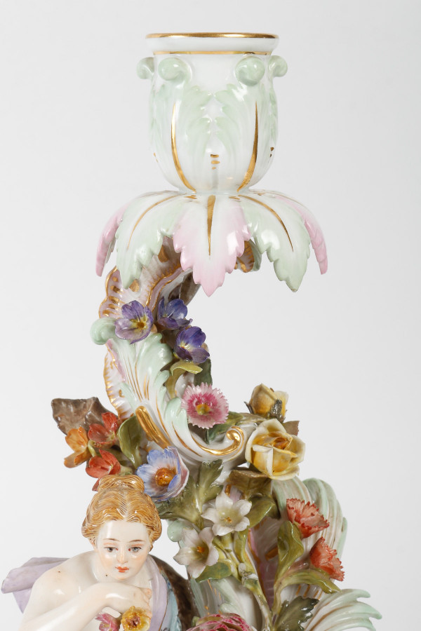 COPPIA DI CANDELIERI MEISSEN FINE DEL XIX SECOLO