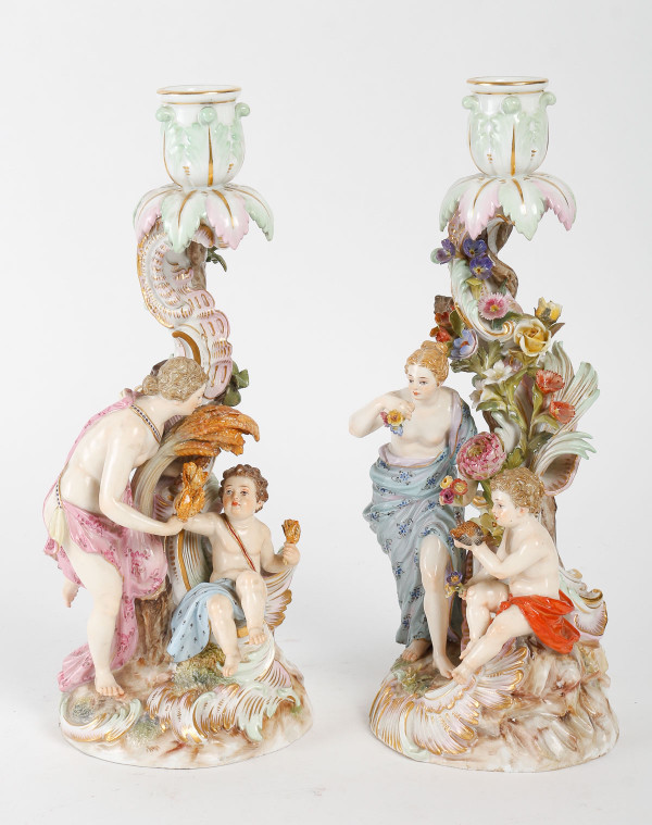 COPPIA DI CANDELIERI MEISSEN FINE DEL XIX SECOLO