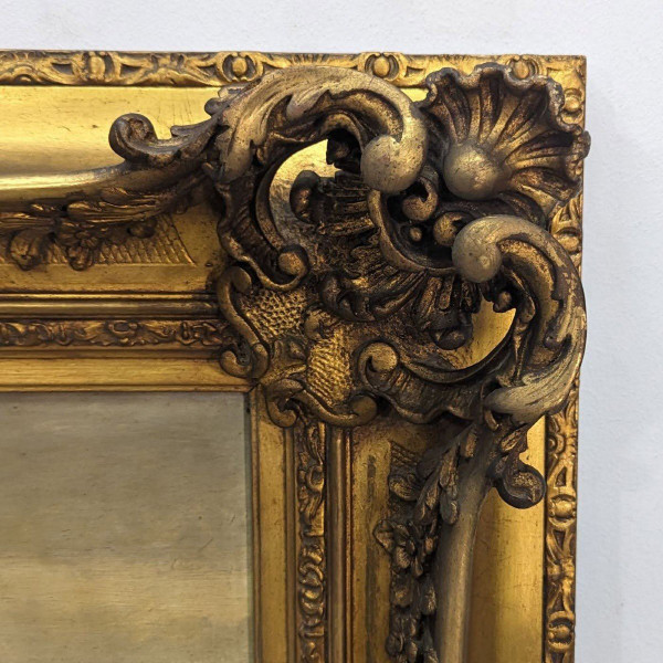 Large Painting 19th Century Pastoral Scene In A Large Frame With Ears