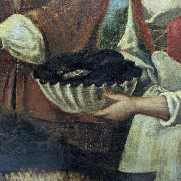 Scène De Genre Personnage Dans Un Garde-manger Tableau Hollandais Fin XVIIème