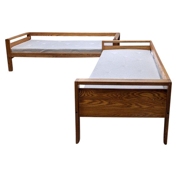 Pair Of Elm Benches By Pierre Chapo