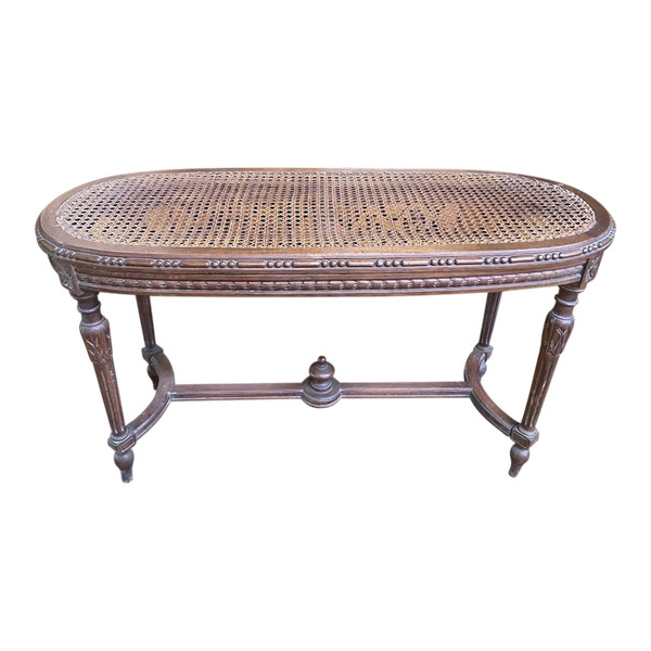 Louis XVI style piano bench in canework