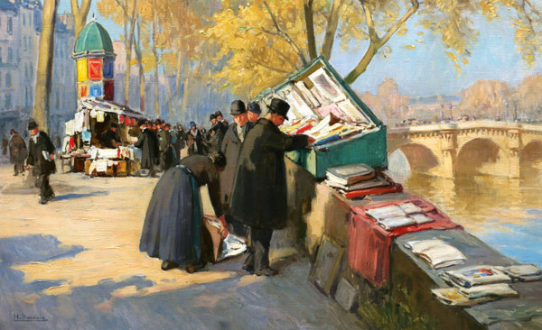 Henri Alphonse BARNOIN, Paris, the second-hand booksellers at Pont-Neuf
