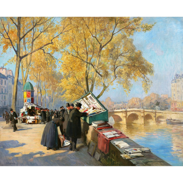 Henri Alphonse BARNOIN, Paris, the second-hand booksellers at Pont-Neuf