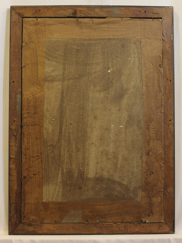 Miroir Rectangle Napoléon III, Bois Noirci Et Laqué, Filet Or 38 X 52 Cm