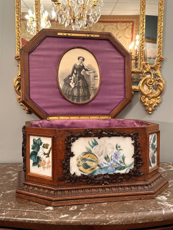 Viardot Frères Et Cie, Rara Scatola in Legno Intagliato Periodo Napoleone III Circa 1850