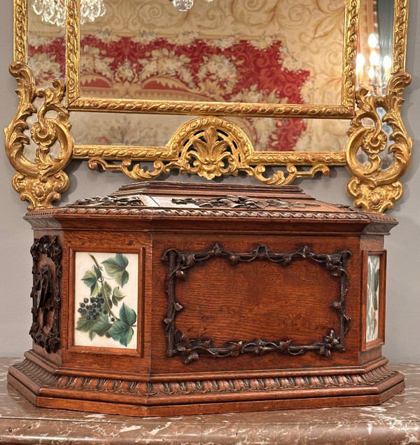 Viardot Frères Et Cie, Rara Scatola in Legno Intagliato Periodo Napoleone III Circa 1850