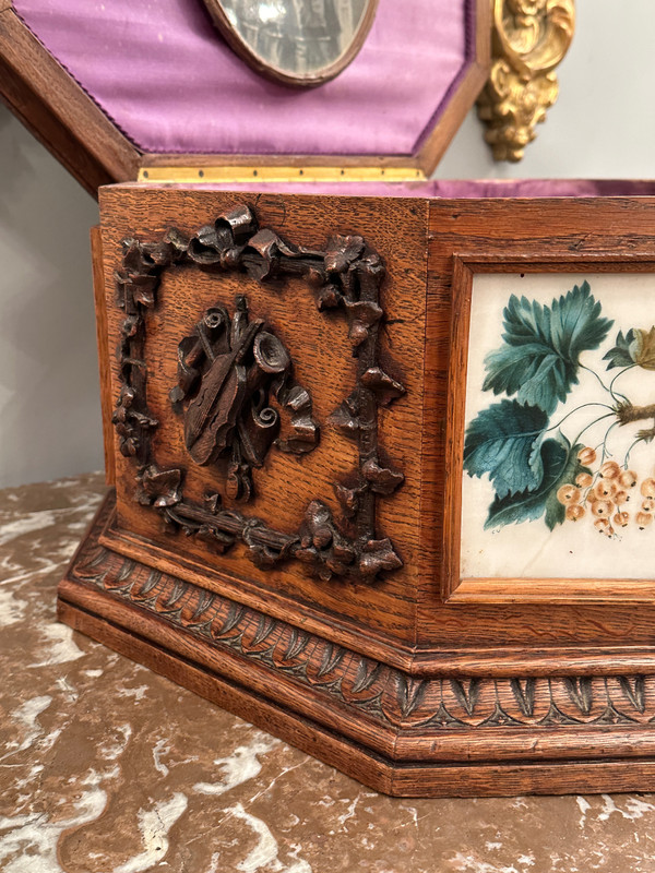 Viardot Frères Et Cie, Rara Scatola in Legno Intagliato Periodo Napoleone III Circa 1850