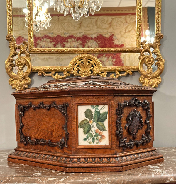 Viardot Frères Et Cie, Rara Scatola in Legno Intagliato Periodo Napoleone III Circa 1850