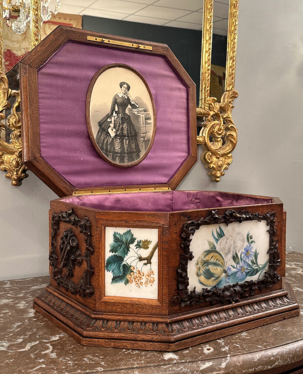 Viardot Frères Et Cie, Rara Scatola in Legno Intagliato Periodo Napoleone III Circa 1850
