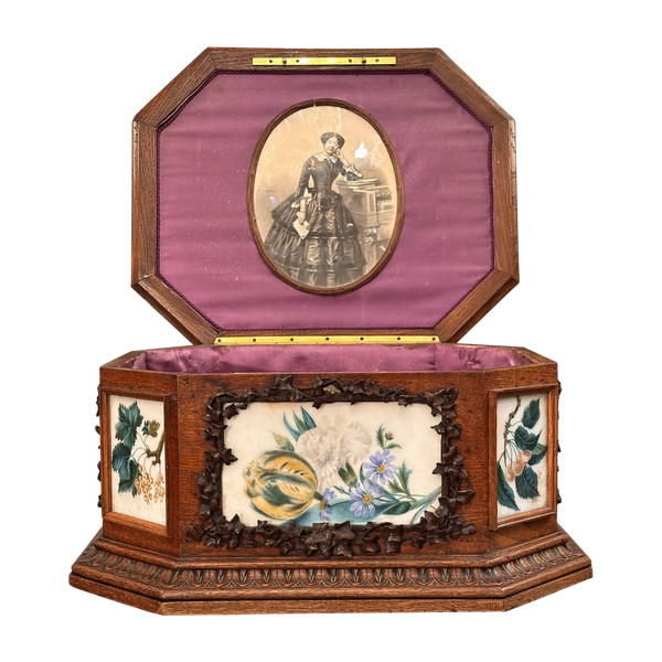 Viardot Frères Et Cie, Rara Scatola in Legno Intagliato Periodo Napoleone III Circa 1850
