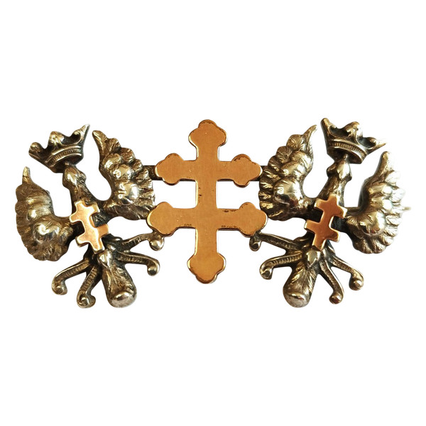 Cross Of Lorraine And Alérions Brooch 19th c Antique Jewelry