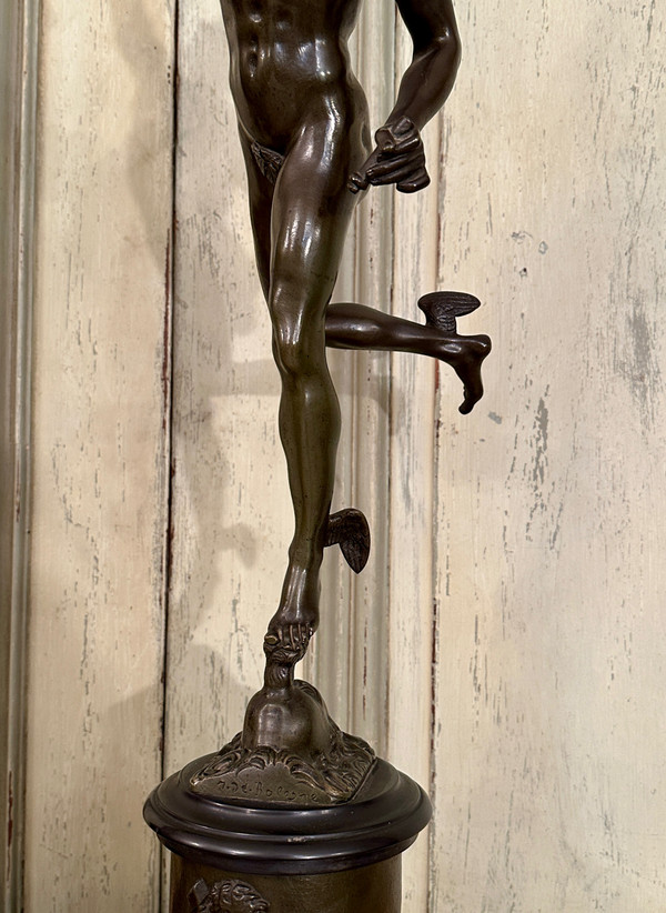 Jean De Bologne After, coppia di sculture in bronzo al mercurio rinomate del XIX secolo (altezza 82 cm)