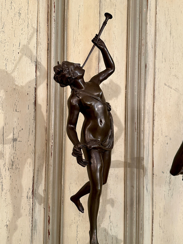 Jean De Bologne After, coppia di sculture in bronzo al mercurio rinomate del XIX secolo (altezza 82 cm)
