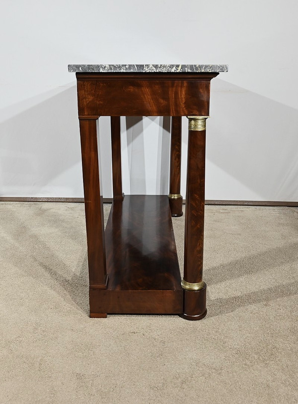 Console in radica di mogano, Ringer timbrato, Faubourg Saint Antoine, periodo Impero – Inizio XIX secolo