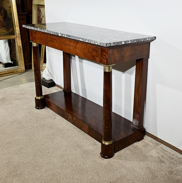 Console in radica di mogano, Ringer timbrato, Faubourg Saint Antoine, periodo Impero – Inizio XIX secolo