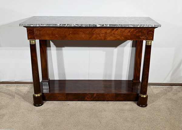 Console in radica di mogano, Ringer timbrato, Faubourg Saint Antoine, periodo Impero – Inizio XIX secolo