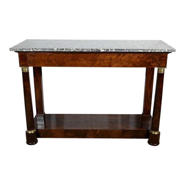 Burl Mahogany Console, stamped Ringer, Faubourg Saint Antoine, Empire period – Early 19th century