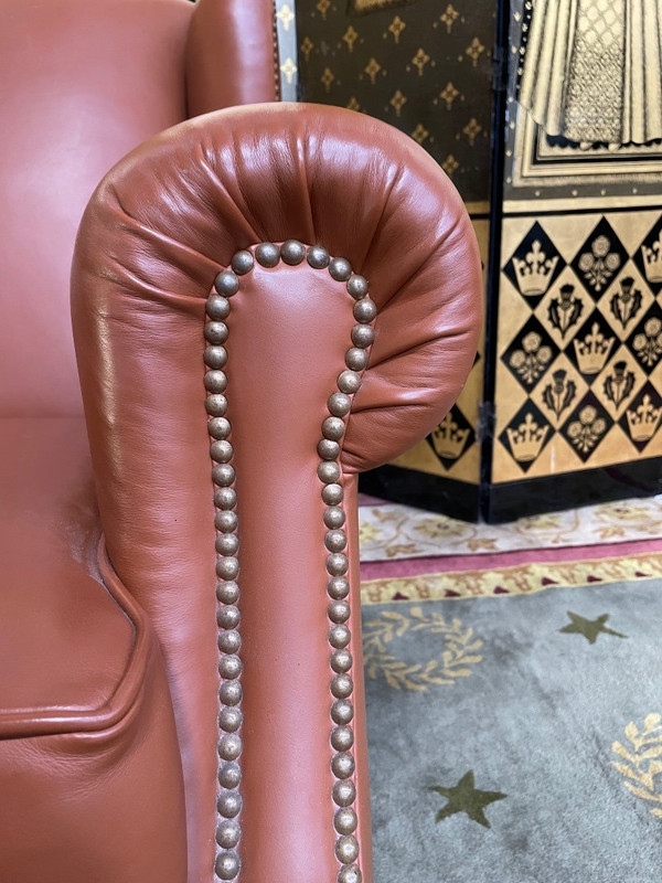 Fauteuil - Bergère Club En Cuir 1960