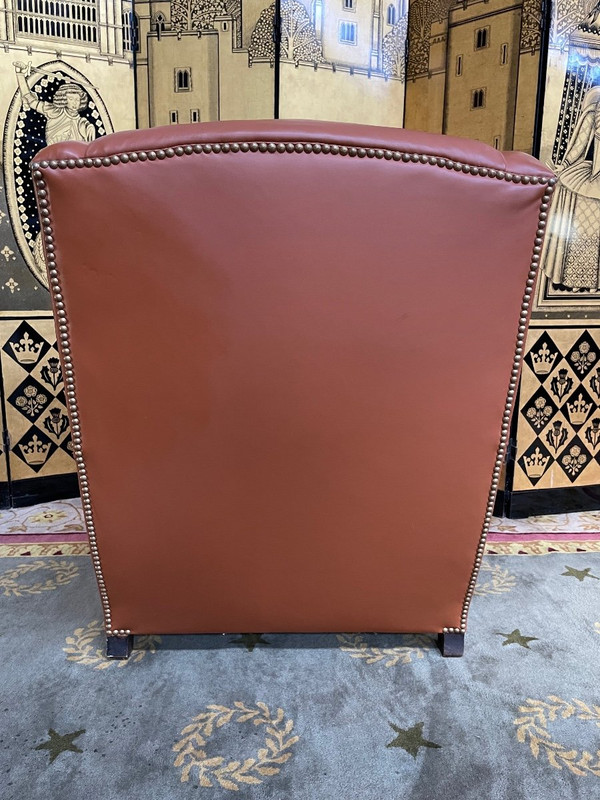 Fauteuil - Bergère Club En Cuir 1960