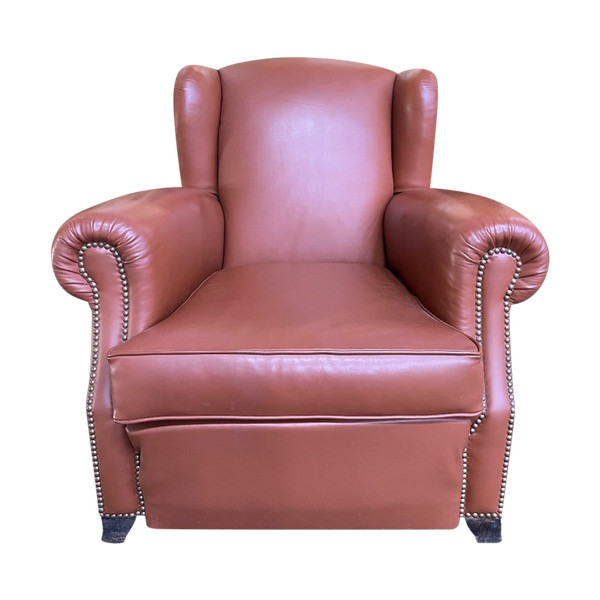 Fauteuil - Bergère Club En Cuir 1960