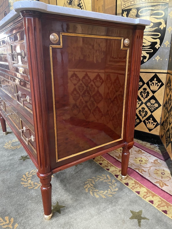 Commode De Style Louis XVI Acajou Et Amarante