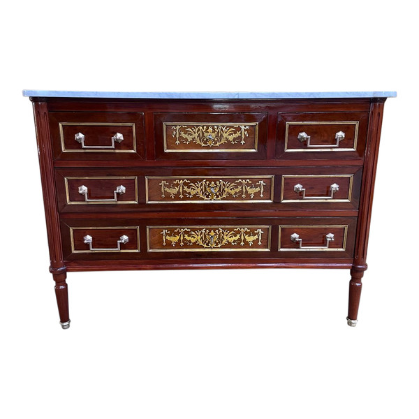 Commode De Style Louis XVI Acajou Et Amarante