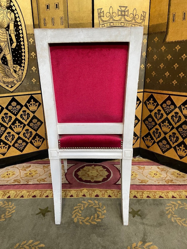 Suite De 6 Chaises De Style Louis XVI Velours Rouge