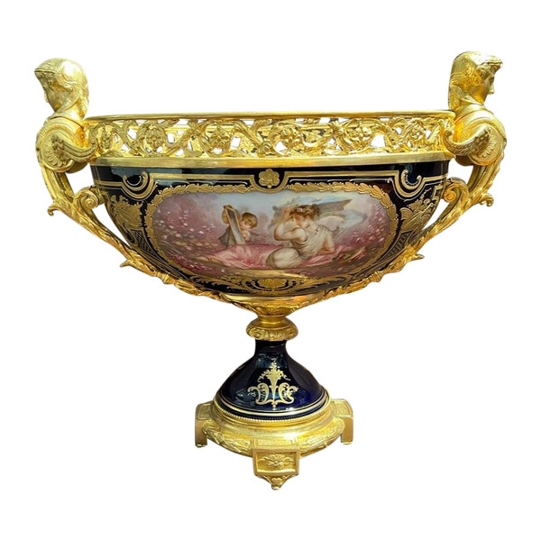 Sèvres Porcelain Cup Mounted Gilt Bronze