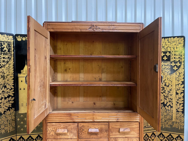 Buffet époque Art Déco En Orme - Meuble de métier à tiroirs