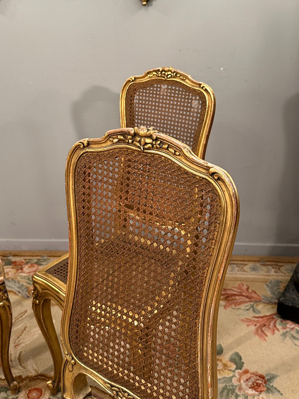 Suite Of 4 Musicians Chairs In Golden Wood From Napoleon III Period