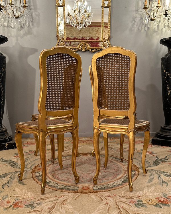 Suite Of 4 Musicians Chairs In Golden Wood From Napoleon III Period