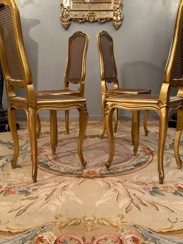 Suite Of 4 Musicians Chairs In Golden Wood From Napoleon III Period
