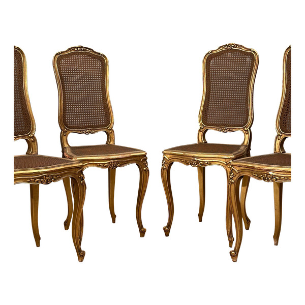 Suite Of 4 Musicians Chairs In Golden Wood From Napoleon III Period