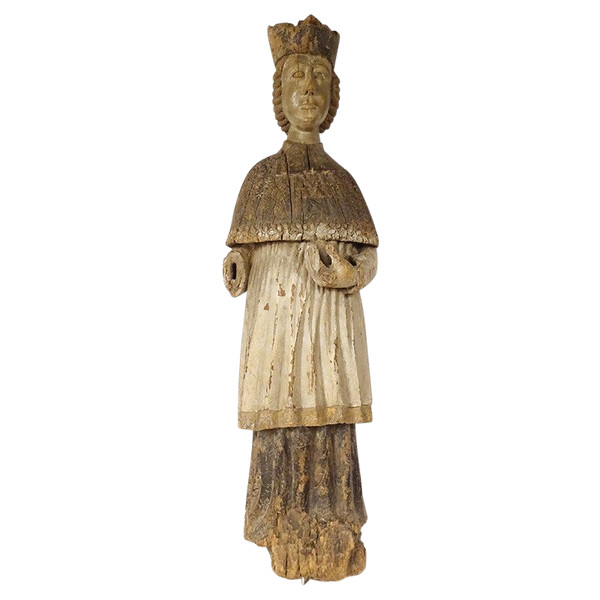 Statue Religieuse Bois Sculpté Polychrome Saint-Yves Avocat Bretagne XVIIè