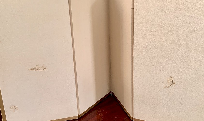 Paravento giapponese Yonkyoku Byōbu con decoro in pino